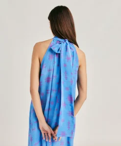 Online Robe Sabina En Crepe De Chine - Bleutte/Fuchsia Femmes Vêtements