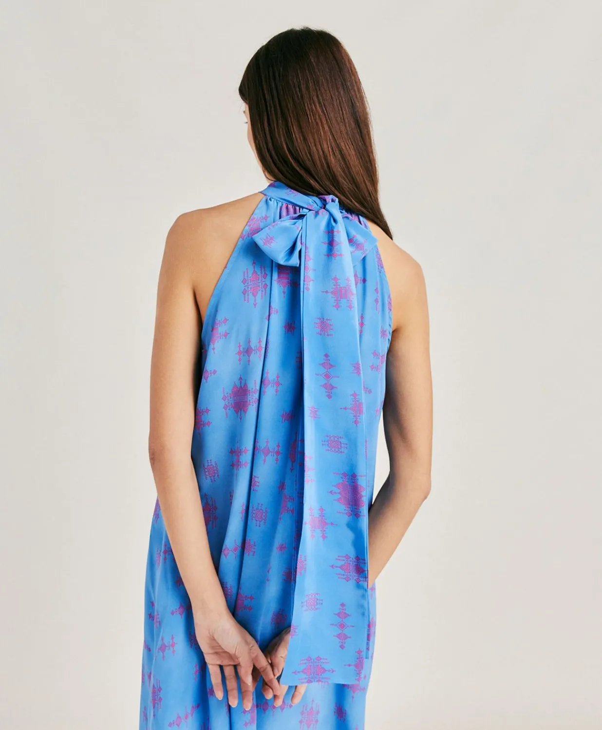 Online Robe Sabina En Crepe De Chine - Bleutte/Fuchsia Femmes Vêtements