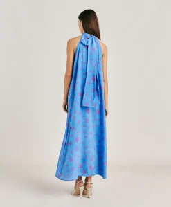 Online Robe Sabina En Crepe De Chine - Bleutte/Fuchsia Femmes Vêtements