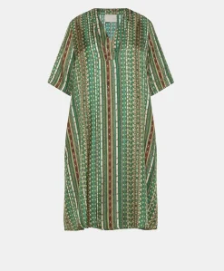Clearance Robe Sarraina En Serge De Soie - Vert/Multicolore Femmes Vêtements