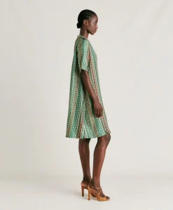 Clearance Robe Sarraina En Serge De Soie - Vert/Multicolore Femmes Vêtements