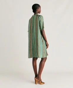Clearance Robe Sarraina En Serge De Soie - Vert/Multicolore Femmes Vêtements