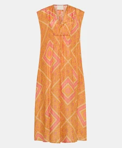 Sale Robe Scilla En Haboutai De Soie - Orange/Fuchsia Femmes Vêtements