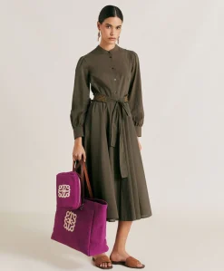 Hot Robe Sinzias Avec Voile De Coton - Armee Femmes Vêtements