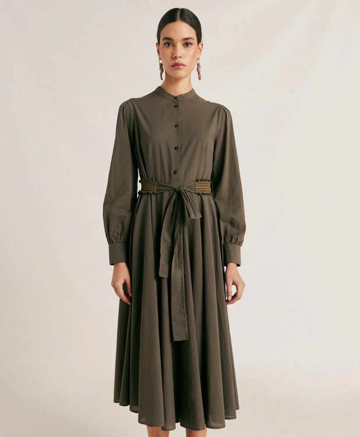 Hot Robe Sinzias Avec Voile De Coton - Armee Femmes Vêtements