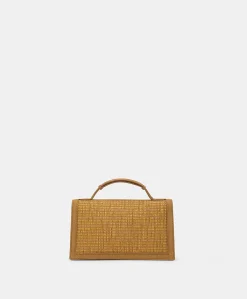 Sale Sac Bandouliere Sophie En Cuir Lame Et Raphia - Caramel Femmes Sacs Et Pochettes