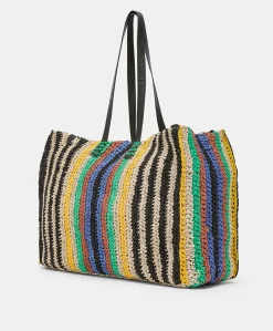 Sac Cabas Ellis En Raphia Raye - Multicolore Femmes Sacs Et Pochettes