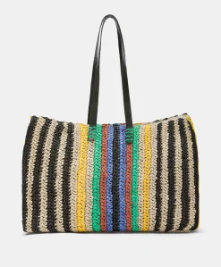 Sac Cabas Ellis En Raphia Raye - Multicolore Femmes Sacs Et Pochettes