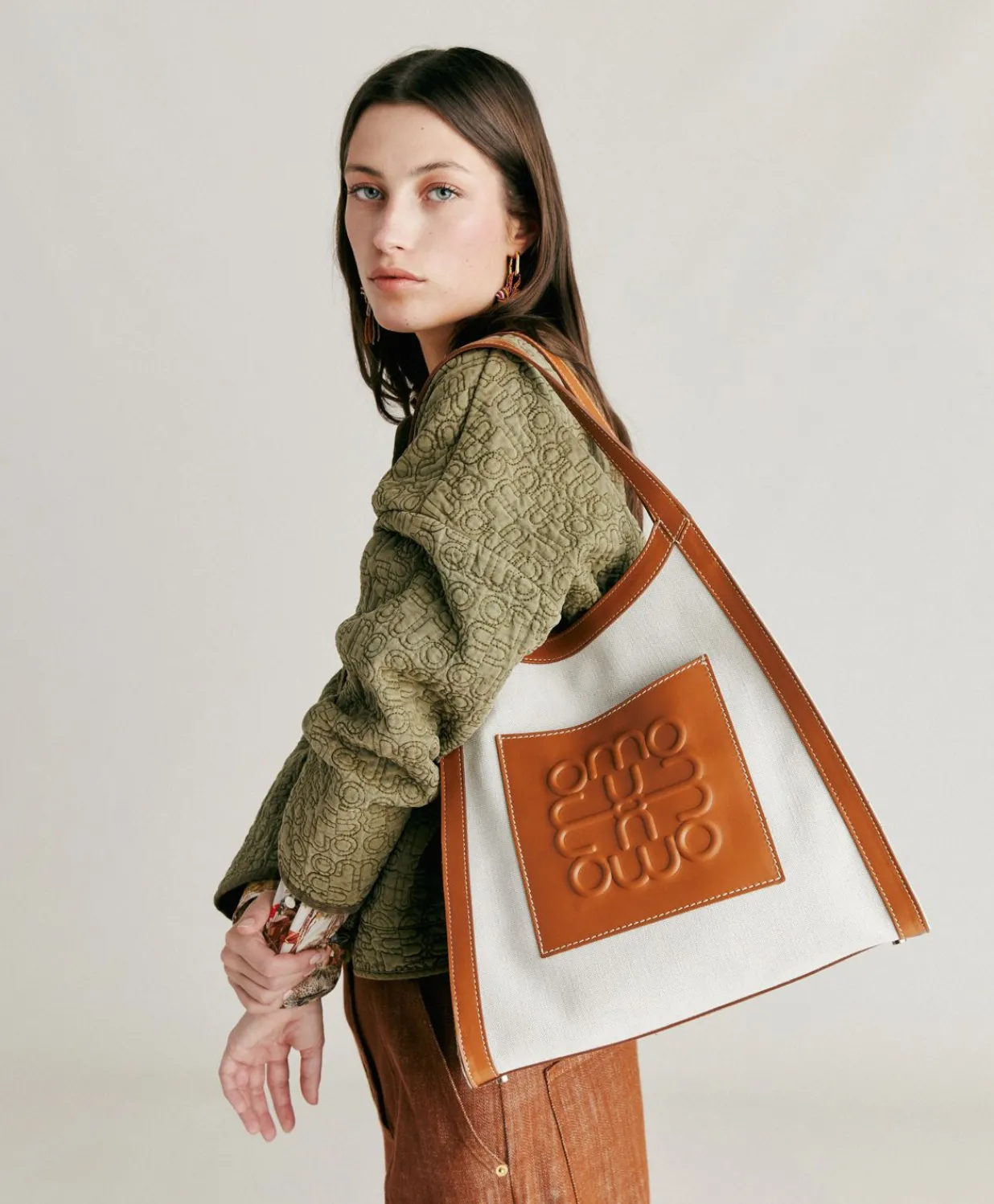 Sale Sac Cabas Geraldine En Cuir Et Toile - Beige Femmes Sacs Et Pochettes