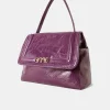 Hot Sac Flore En Cuir Naplack - Myrtille Femmes Sacs Et Pochettes