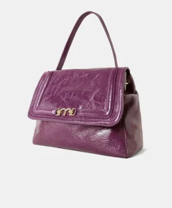 Hot Sac Flore En Cuir Naplack - Myrtille Femmes Sacs Et Pochettes