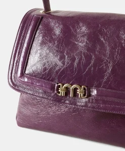 Hot Sac Flore En Cuir Naplack - Myrtille Femmes Sacs Et Pochettes