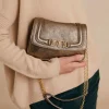 Best Sac Mimi Flore En Cuir Lame - Gunmetal Femmes Sacs Et Pochettes