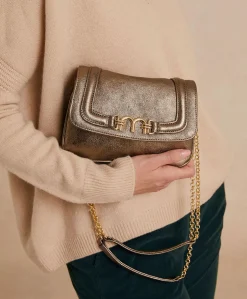 Best Sac Mimi Flore En Cuir Lame - Gunmetal Femmes Sacs Et Pochettes