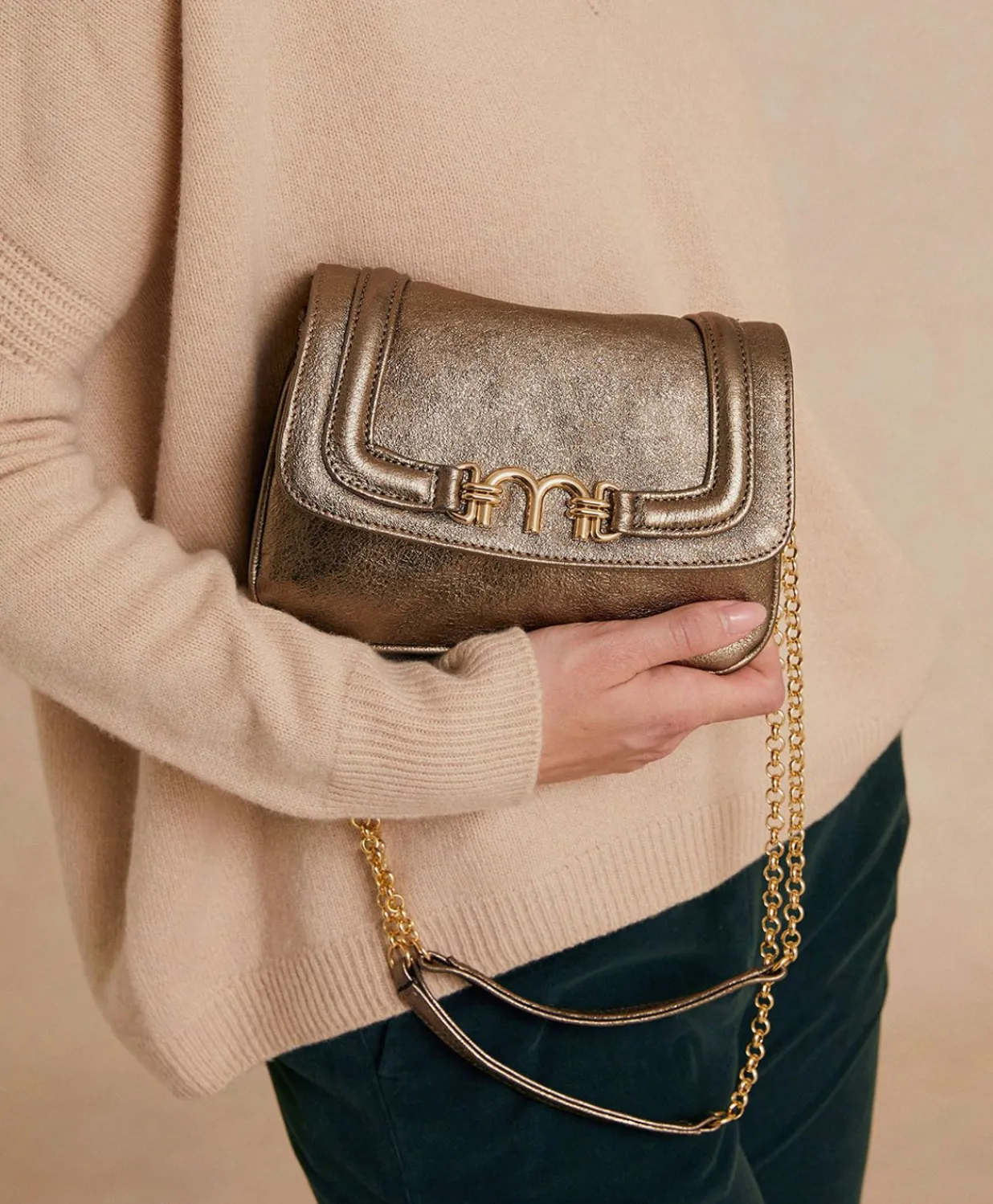 Best Sac Mimi Flore En Cuir Lame - Gunmetal Femmes Sacs Et Pochettes
