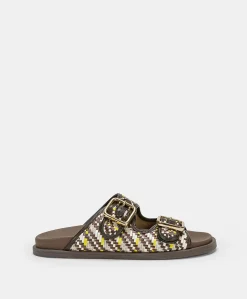 Hot Sandales Chamorro Avec Tissage - Marron / Multicolore Femmes Chaussures