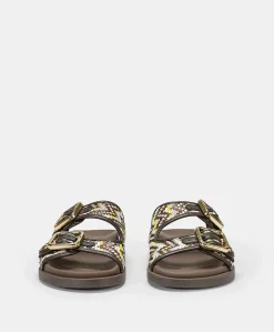 Hot Sandales Chamorro Avec Tissage - Marron / Multicolore Femmes Chaussures