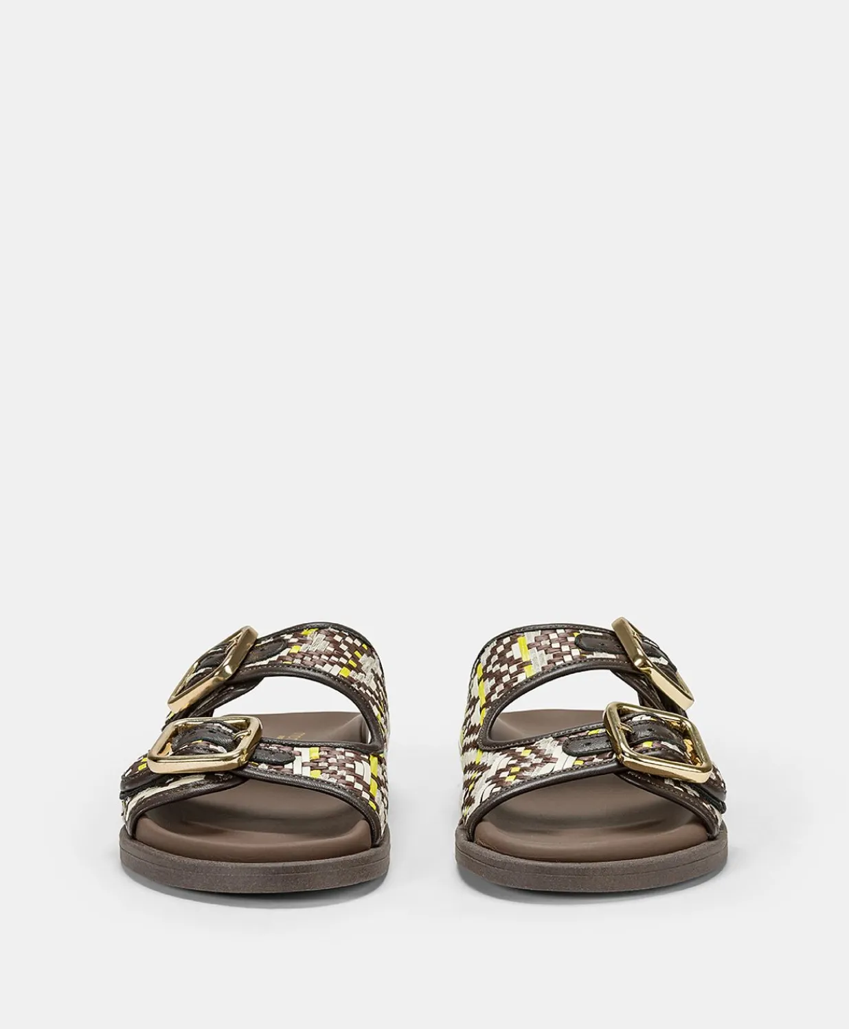Hot Sandales Chamorro Avec Tissage - Marron / Multicolore Femmes Chaussures