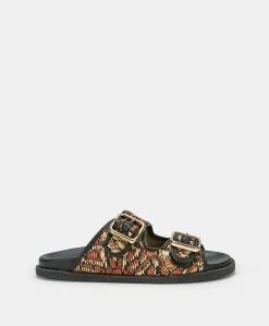 Clearance Sandales Chamorro Avec Tissage - Noir Multicolore Femmes Chaussures