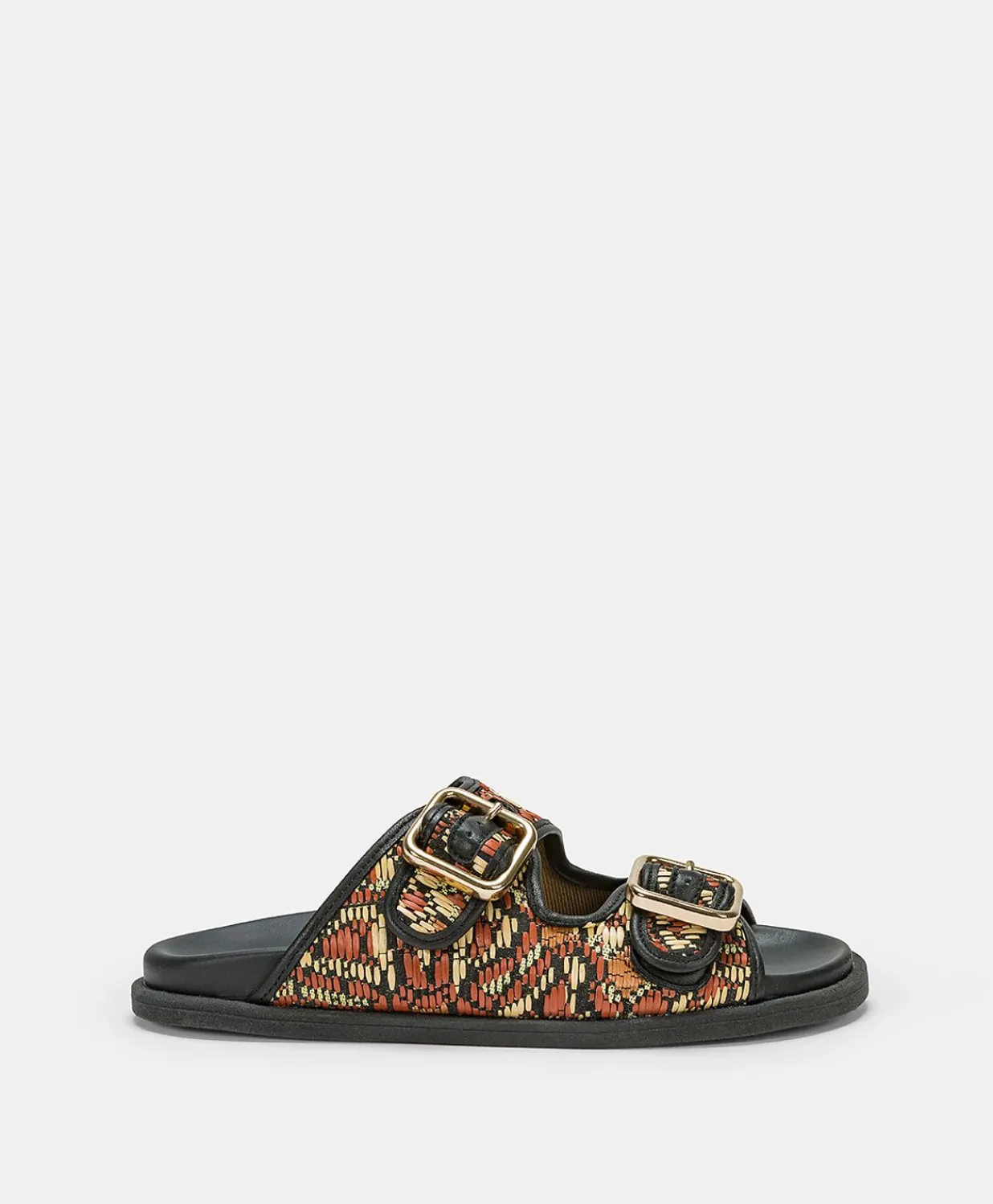 Clearance Sandales Chamorro Avec Tissage - Noir Multicolore Femmes Chaussures