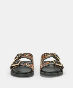 Clearance Sandales Chamorro Avec Tissage - Noir Multicolore Femmes Chaussures