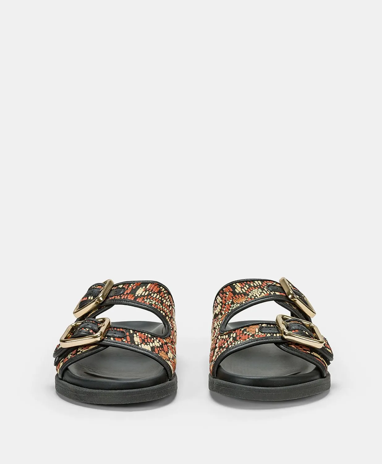 Clearance Sandales Chamorro Avec Tissage - Noir Multicolore Femmes Chaussures