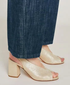 Hot Sandales Clover En Cuir Lame - Or Clair Femmes Chaussures