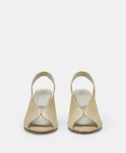 Hot Sandales Clover En Cuir Lame - Or Clair Femmes Chaussures