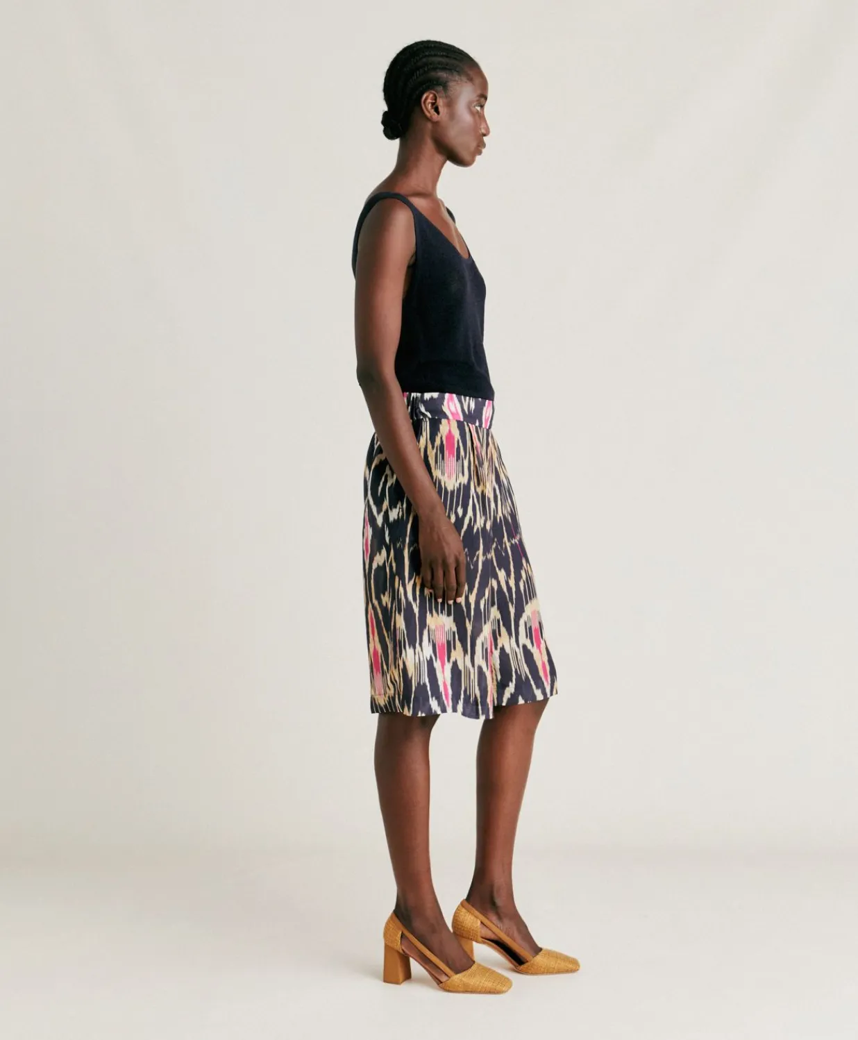Outlet Short Nina En Lin Viscose - Bleu Multicolore Femmes Costumes Et Costumes