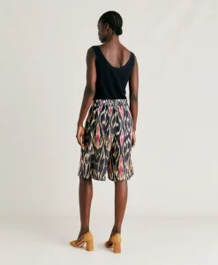 Outlet Short Nina En Lin Viscose - Bleu Multicolore Femmes Costumes Et Costumes