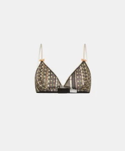 Outlet Soutien-Gorge En Nylon Imprime Amethist - Multicolore Noir Femmes Bras