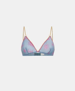 Sale Soutien-Gorge En Nylon Imprime Amethist - Bleutte/Fuchsia Femmes Bras