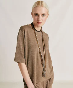 Clearance Thirty Iora En Jersey Lurex - Boue Femmes T-Shirts Et Hauts