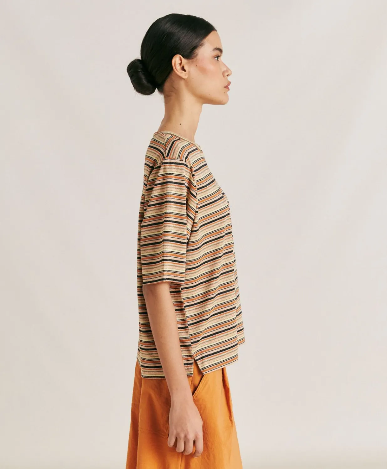 Clearance Thirty Iora En Jersey Lurex Raye - Rouille Multicolore Femmes T-Shirts Et Hauts