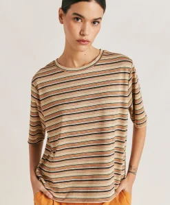 Clearance Thirty Iora En Jersey Lurex Raye - Rouille Multicolore Femmes T-Shirts Et Hauts