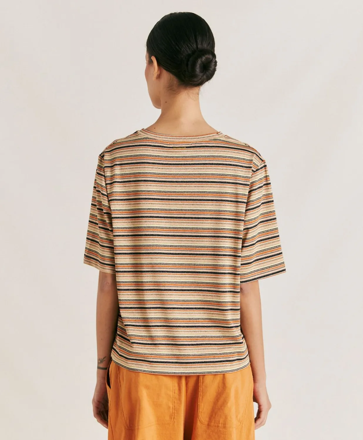 Clearance Thirty Iora En Jersey Lurex Raye - Rouille Multicolore Femmes T-Shirts Et Hauts