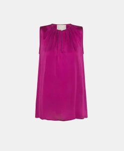 Hot Top Cris En Soie Unie - Cyclamen Femmes T-Shirts Et Hauts