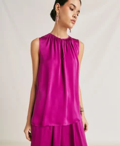 Hot Top Cris En Soie Unie - Cyclamen Femmes T-Shirts Et Hauts