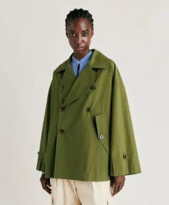 Best Trench-Coat En Coton Gazania - Vert Femmes Trenchs Et Manteaux