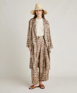 Trench-Coat En Serge De Soie Bados - Beige/Tabac Femmes Trenchs Et Manteaux