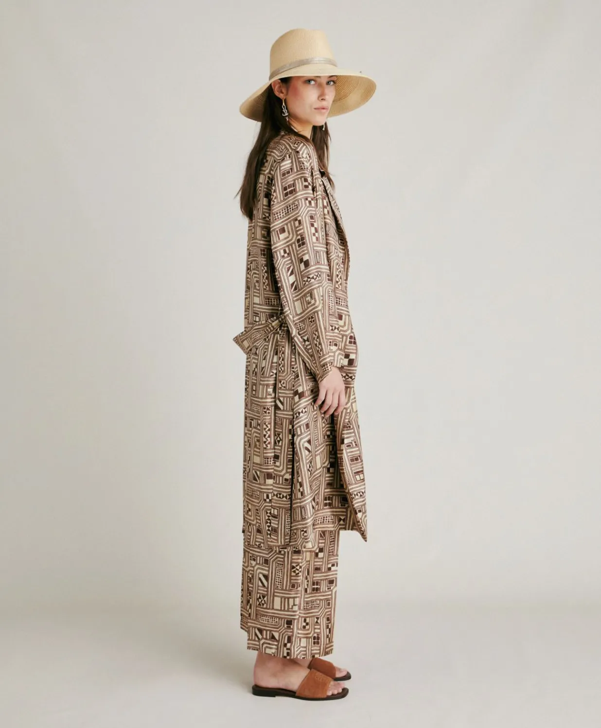 Trench-Coat En Serge De Soie Bados - Beige/Tabac Femmes Trenchs Et Manteaux