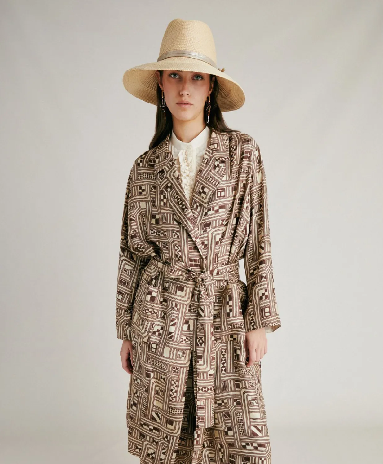 Trench-Coat En Serge De Soie Bados - Beige/Tabac Femmes Trenchs Et Manteaux