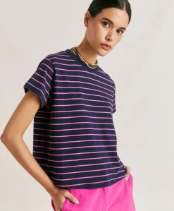 Clearance T-Shirt En Jersey Raye Lottie - Fuchsia/Bleu Femmes T-Shirts Et Hauts