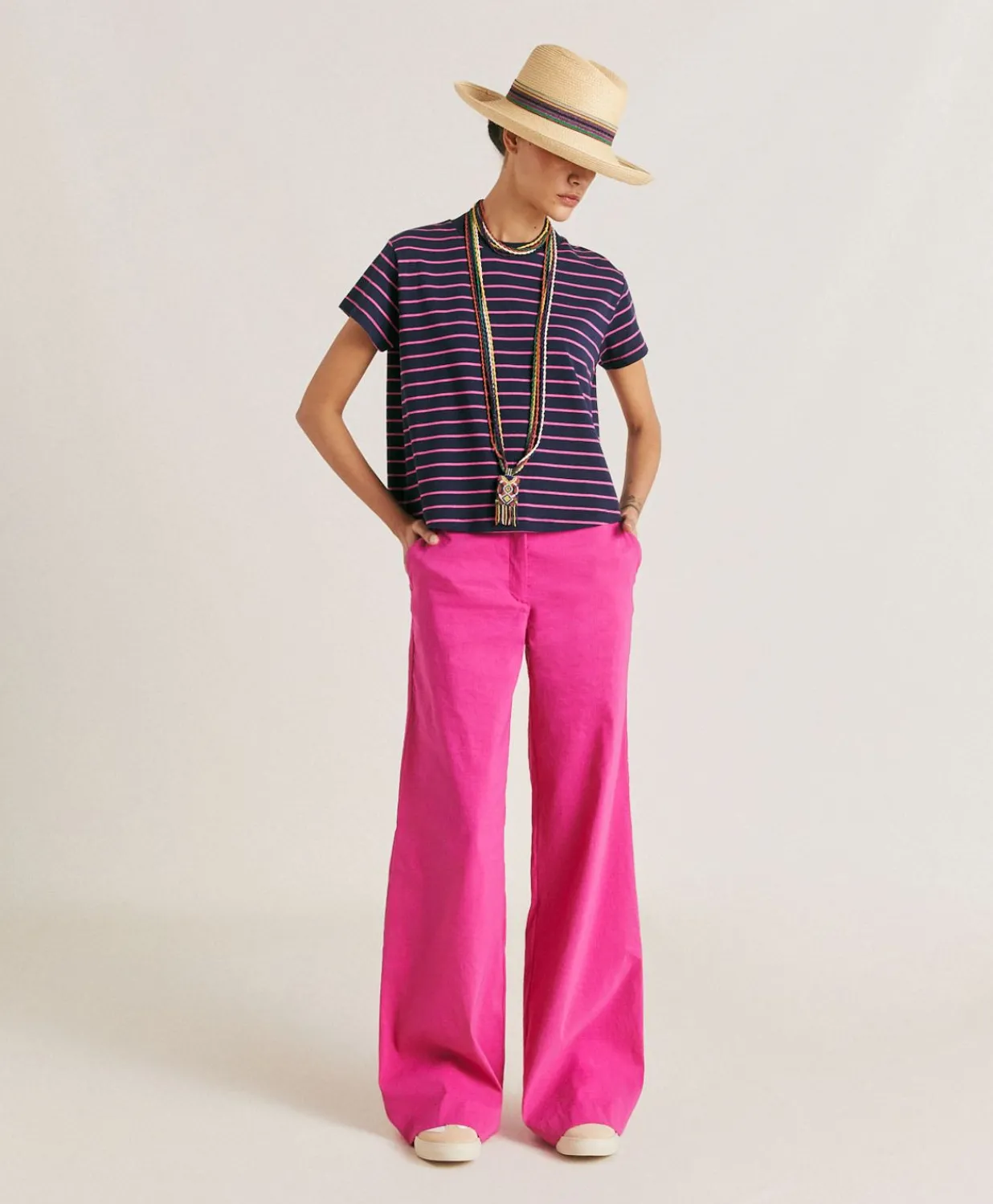 Clearance T-Shirt En Jersey Raye Lottie - Fuchsia/Bleu Femmes T-Shirts Et Hauts