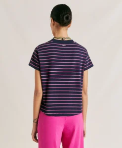 Clearance T-Shirt En Jersey Raye Lottie - Fuchsia/Bleu Femmes T-Shirts Et Hauts