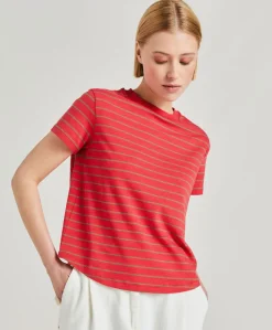Clearance T-Shirt En Jersey Raye Lottie - Rouge/Tabac Femmes T-Shirts Et Hauts