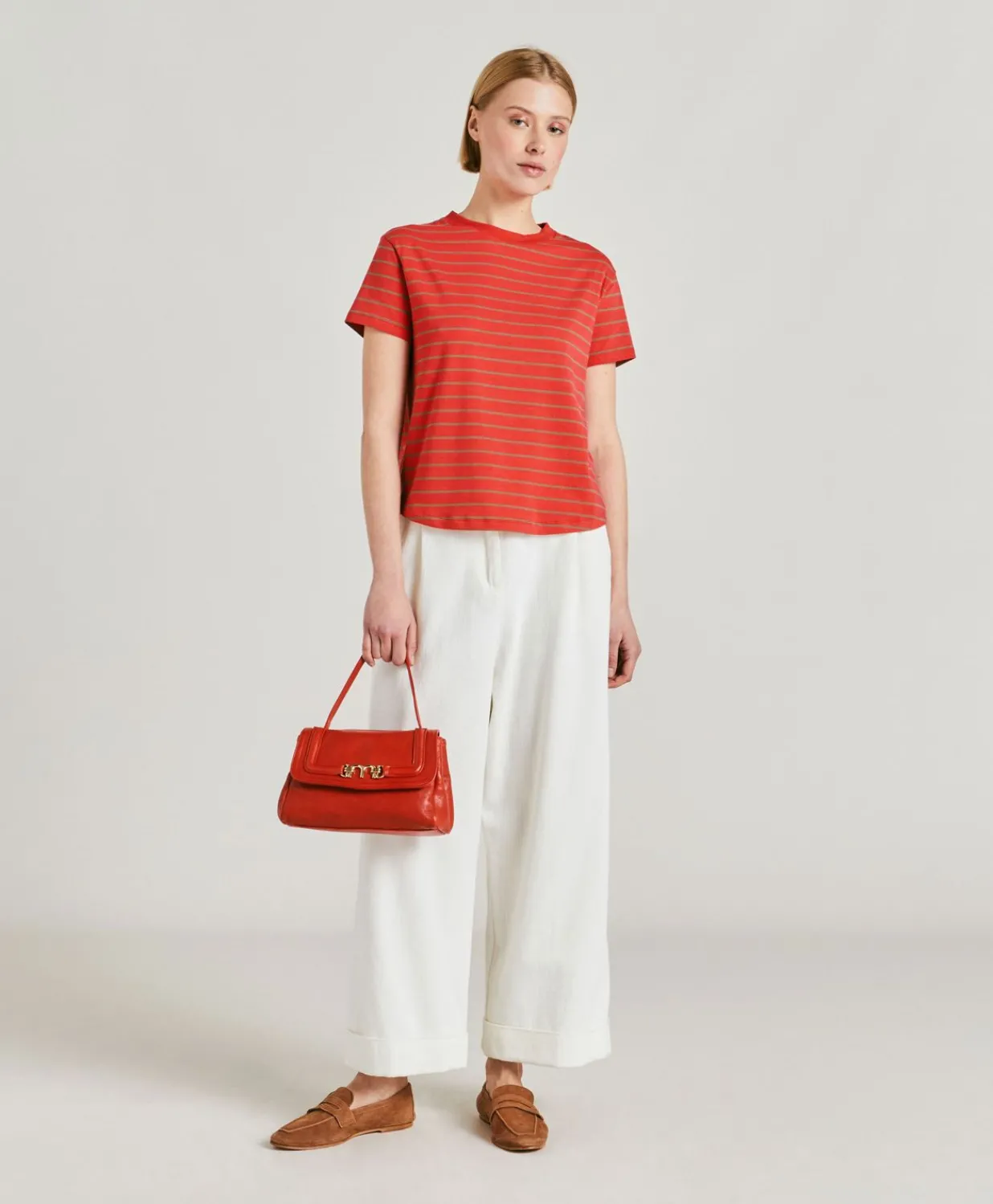 Clearance T-Shirt En Jersey Raye Lottie - Rouge/Tabac Femmes T-Shirts Et Hauts
