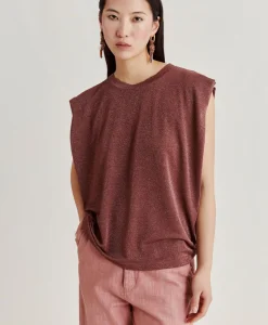 Online T-Shirt Enna En Jersey Lurex - Terre Cuite Femmes T-Shirts Et Hauts