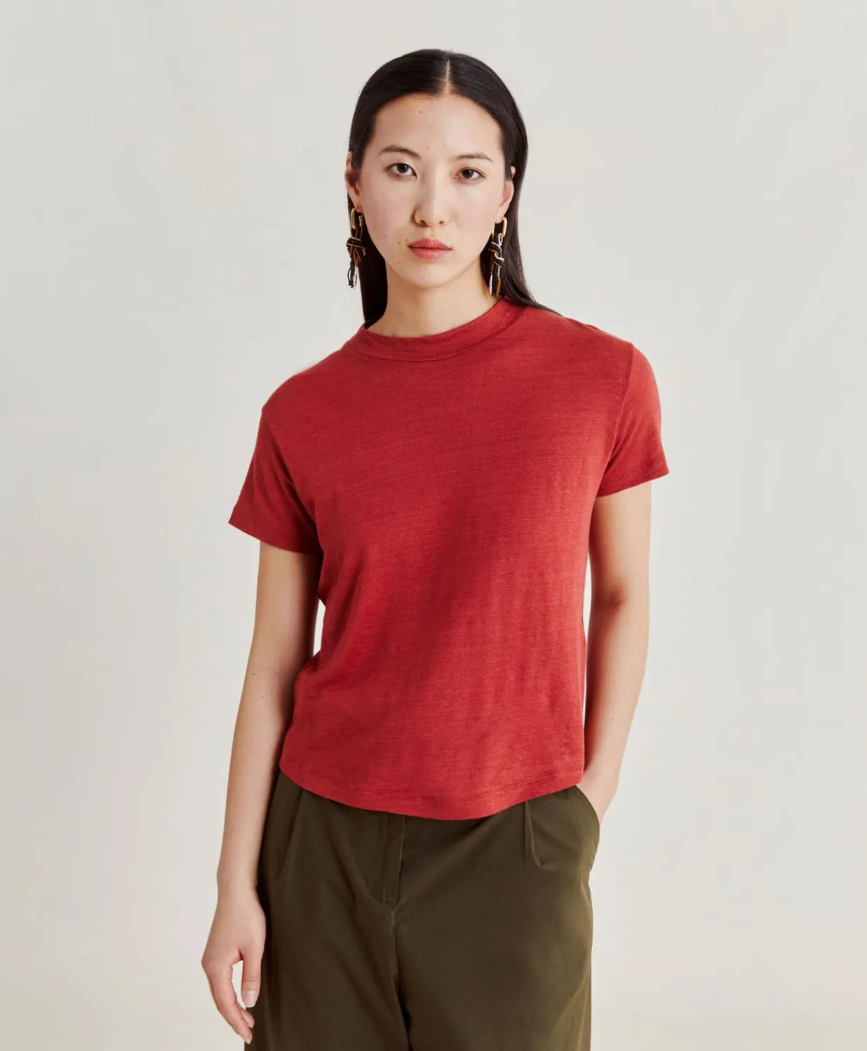 Clearance Tshirt Jersey En Lin Lottie - Amarante Femmes T-Shirts Et Hauts
