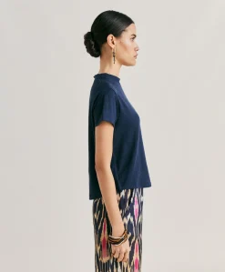 Outlet Tshirt Jersey En Lin Lottie - Bleu Nuit Femmes T-Shirts Et Hauts